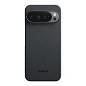 Клип-кейс (накладка) Pitaka Ultra-Slim Case для Google Pixel 10 Pro XL кевлар (арамид), чёрно-серый (узкая полоска)