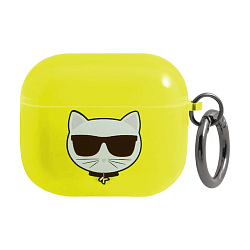 Кобура CG Mobile Lagerfeld TPU With Ring для Apple AirPods 3 силикон, "Choupette" ярко-жёлтый