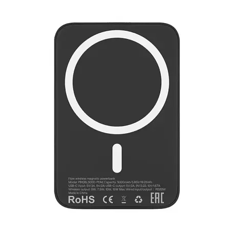 Внешний аккумулятор с беспроводной зарядкой uBear Flow Wireless Power Bank 5000 мАч 20 Вт чёрный - 2