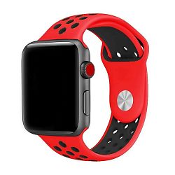 Спортивный ремешок Nike для Apple Watch 44 / 45 / 46 / 49mm фторэластомер красный с чёрным