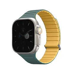 Магнитный браслет UNIQ Revix Evo для Apple Watch 44 / 45 / 46 / 49mm силикон зелёно-жёлтый