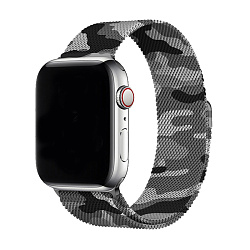 Миланский сетчатый браслет для Apple Watch 44 / 45 / 46 / 49mm сталь (Камуфляж) серый