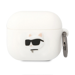 Кобура CG Mobile Lagerfeld Silicone Case With Ring для Apple AirPods 3 силикон, "NFT 3D Choupette" белый