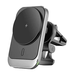 Автомобильный держатель магнитный WIWU Freelander Magnetic Wireless Charger с беспроводной зарядкой (зажим) чёрный