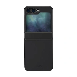 Клип-кейс (накладка) UNIQ Hybrid Ora для Samsung Galaxy Z Flip 6 / 7 FE искусственная кожа, металл, чёрный