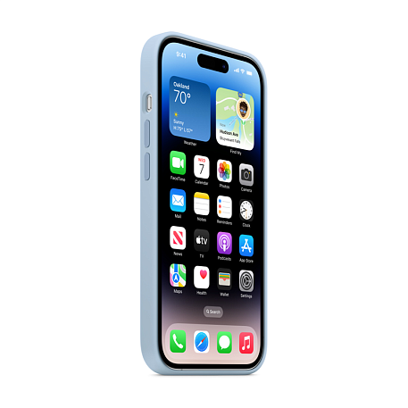Клип-кейс (накладка) Silicone Case MagSafe для Apple iPhone 14 Pro силикон, голубой - 2