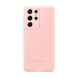 Клип-кейс (накладка) Samsung Silicone cover для Samsung Galaxy S21 Ultra полиуретан, поликарбонат, розовый