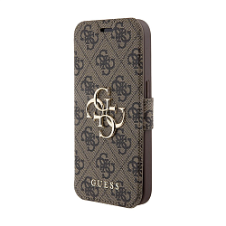 Чехол-книжка CG Mobile Guess PU 4G Big Metal Logo Booktype для Apple iPhone 15 Pro искусственная кожа, пластик, коричневый