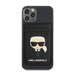 Кардхолдер CG Mobile Lagerfeld Wallet MagSafe для Apple iPhone искусственная кожа, "Saffiano Karl Head"