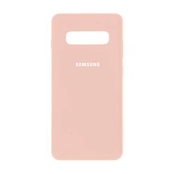 Клип-кейс (накладка) Silicone cover закрытый для Samsung Galaxy S10 Plus силикон, пудровый