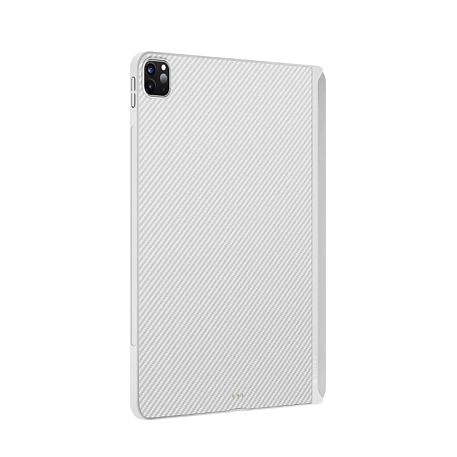 Клип-кейс (накладка) Pitaka MagEZ Case 2 для Apple iPad Pro 11" (2020 / 2021 / 2022) кевлар (арамид), бело-серый (полоска) - 2