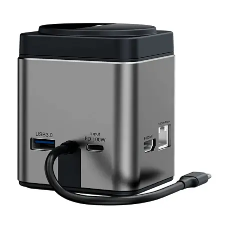 Док-станция WIWU Cube Hub 9 in 1 (Уценка) серый (хорошее состояние, царапины и потертости) - 2