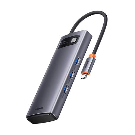 Адаптер-разветвитель для компьютера Baseus Metal Gleam Series/Starjoy(USB3.0*3+ HDMI*2+PD) (6в1) серый - 2