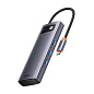 Адаптер-разветвитель для компьютера Baseus Metal Gleam Series/Starjoy(USB3.0*3+ HDMI*2+PD) (6в1) серый - 2