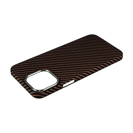 Клип-кейс (накладка) K-DOO Kevlar для Apple iPhone 13 Pro Max кевлар, чёрно-коричневый (полоска) - 4