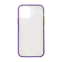 Клип-кейс (накладка) Shell для Apple iPhone 12 / 12 Pro пластик, прозрачный с фиолетовой рамкой