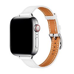 Ремешок для Apple Watch 38 / 40 / 41 / 42mm кожа узкий белый