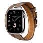 Умные часы Apple Watch Hermes Series 11 42mm GPS + Cellular Silver Titanium Case Etoupe Double Tour Attelage Strap (with Orange Hermès Sport band)