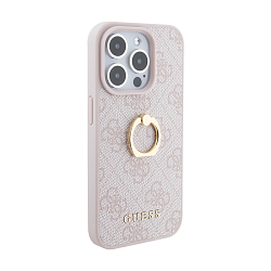 Клип-кейс (накладка) CG Mobile Guess PU 4G + Ring для Apple iPhone 15 Pro Max искусственная кожа, пластик, розовый