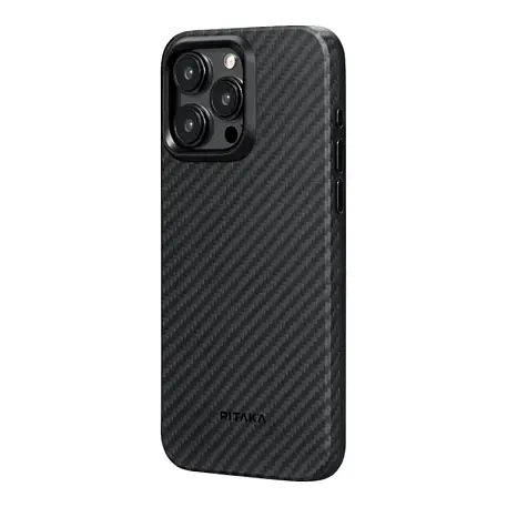 Клип-кейс (накладка) Pitaka MagEZ Case 4 для Apple iPhone 15 Pro (Уценка) чёрно-серый (полоска) (хорошее состояние, незначительные непрокрасы на гранях чехла) - 2