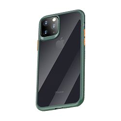 Клип-кейс (накладка) Rock Guard Pro Protection для Apple iPhone 11 Pro Max пластик, затемнённый с зелёной рамкой