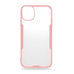 Клип-кейс (накладка) Bubble для Apple iPhone 11 пластик, прозрачный с розовой рамкой