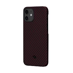 Клип-кейс (накладка) Pitaka MagEZ Case для Apple iPhone 12 Mini кевлар (арамид), чёрно-красный (полоска)