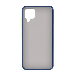 Клип-кейс (накладка) Shell для Samsung Galaxy A12 / M12 пластик, затемнённый с синей рамкой