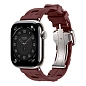 Умные часы Apple Watch Hermes Series 11 42mm GPS + Cellular Silver Titanium Case Bordeaux Single Tour Deployment Buckle Kilim Strap (with Orange Hermès Sport band)