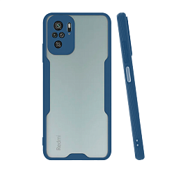 Клип-кейс (накладка) Bubble для Xiaomi Redmi Note 10 / 10s / Poco M5s пластик, прозрачный с тёмно-синей рамкой