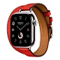 Умные часы Apple Watch Hermes Series 11 42mm GPS + Cellular Silver Titanium Case Rouge Radieux Double Tour Attelage Strap (with Orange Hermès Sport band)