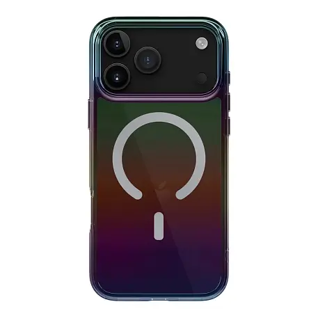 Клип-кейс (накладка) UNIQ Iridescia MagSafe для Apple iPhone 17 Pro Max полиуретан, голографический затемнённый - 2
