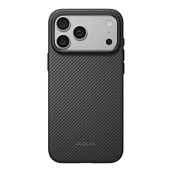 Клип-кейс (накладка) Pitaka Summa Case для Apple iPhone 18 Pro Max / 17 Pro Max кевлар (арамид), чёрно-серый (узкая полоска) (KI1801SPM)