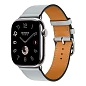 Умные часы Apple Watch Hermes Series 11 46mm GPS + Cellular Silver Titanium Case Bleu Glacier Single Tour Strap (with Orange Hermès Sport band)