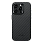 Клип-кейс (накладка) Pitaka MagEZ Case 4 для Apple iPhone 15 Pro (Уценка) чёрно-серый (полоска) (удовлетворительное состояние, непрокрас на рамке, затертые грани чехла)