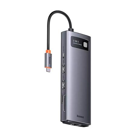Адаптер-разветвитель для компьютера Baseus Metal Gleam Series/Starjoy (USB3.0+USB2.0+HDMI+PD+RJ45+SD/TF) (9в1) серый - 2