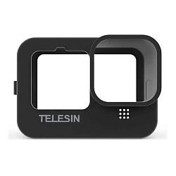 Чехол Telesin Silicone Cover + Lens Cap для GoPro HERO 9/10/11/12/13 силикон, чёрный