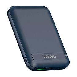 Внешний аккумулятор с беспроводной зарядкой WIWU Snap Cube Magnetic Wireless Power Bank 10000 мАч 15 Вт тёмно-синий