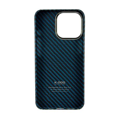 Клип-кейс (накладка) K-DOO Kevlar для Apple iPhone 13 Pro кевлар, чёрно-синий (полоска) - 2
