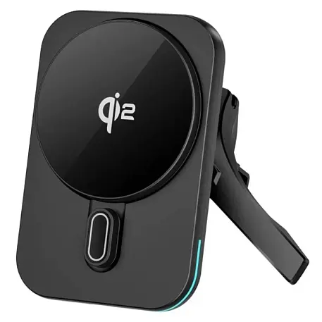 Автомобильный держатель магнитный WIWU QI2.0 MAGO Wireless Charger с беспроводной зарядкой (зажим) чёрный - 3