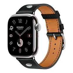 Умные часы Apple Watch Hermes Series 11 42mm GPS + Cellular Silver Titanium Case Noir Single Tour Clou de Selle Strap