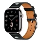 Умные часы Apple Watch Hermes Series 11 42mm GPS + Cellular Silver Titanium Case Noir Single Tour Clou de Selle Strap (with Orange Hermès Sport band)
