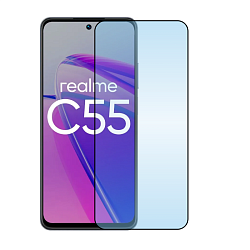 Защитное стекло 3D Premium для Realme C55, черная рамка