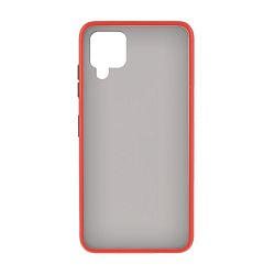 Клип-кейс (накладка) Shell для Samsung Galaxy A12 / M12 пластик, затемнённый с красной рамкой