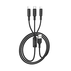 Дата-кабель Hoco X25 Lightning+Type-C+Micro 1 м, чёрный