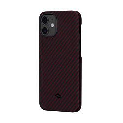 Клип-кейс (накладка) Pitaka MagEZ Case для Apple iPhone 12 / 12 Pro кевлар (арамид), чёрно-красный (полоска)
