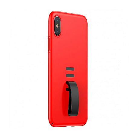 Клип-кейс (накладка) Baseus Litlte Tail для Apple iPhone X / Xs пластик, чёрный с красным - 2