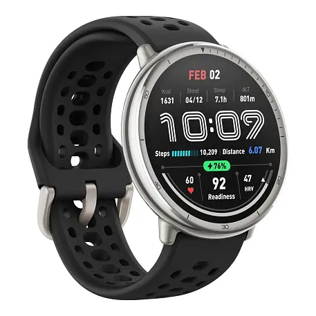 Умные часы Xiaomi Amazfit Active 2 (Round) Standard Edition серебристый (чёрный ремешок) - 3