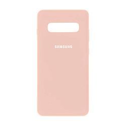 Клип-кейс (накладка) Silicone cover закрытый для Samsung Galaxy S10 Plus силикон, пудровый
