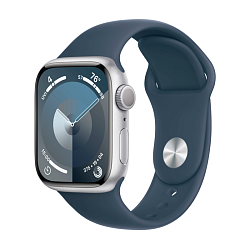 Умные часы Apple Watch Series 9 41mm GPS Silver Aluminum Case Storm Blue Sport Band